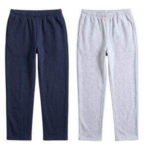 2 Pair NEW Athletic Works XL Sweatpants Men Navy Blue Heather Grey Fleece Lounge